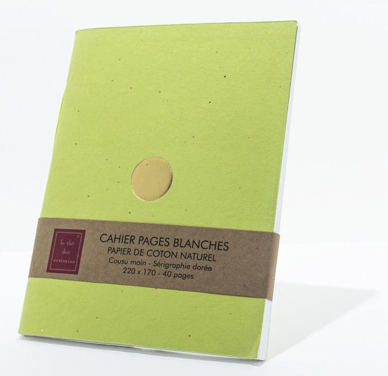 CAHIER PAGES BLANCHES VERT ANIS
